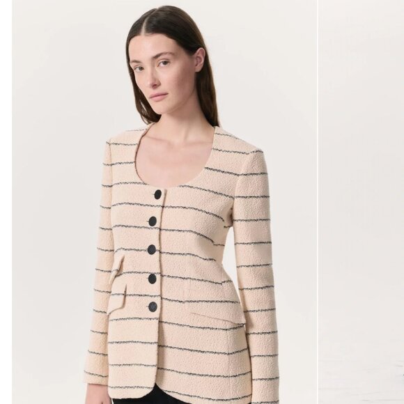 NWT rag & bone Roslyn Cotton Tweed Scoop-Neck Blazer Jacket - Picture 4 of 9